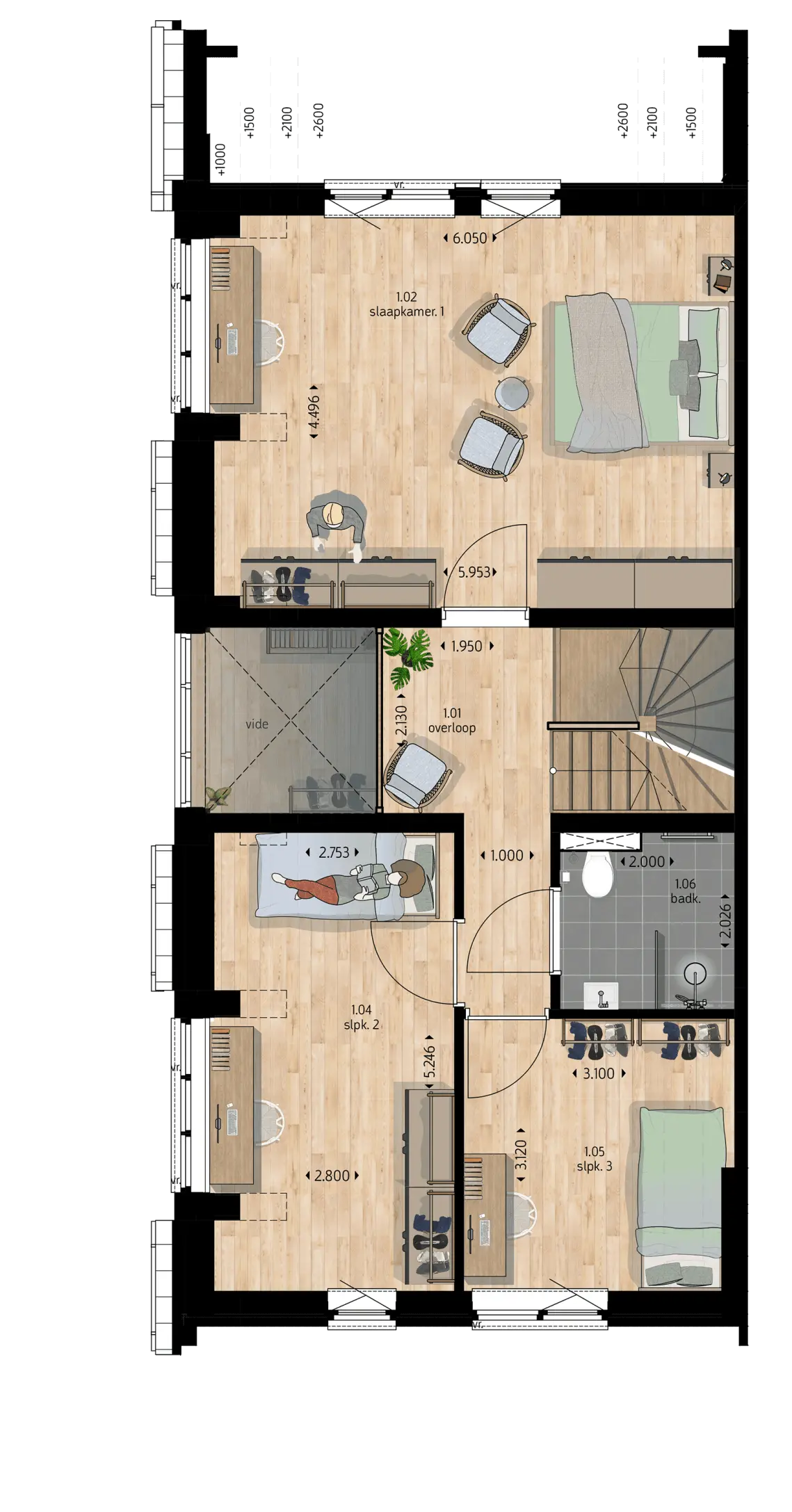Boerderijwoning eerste verdieping